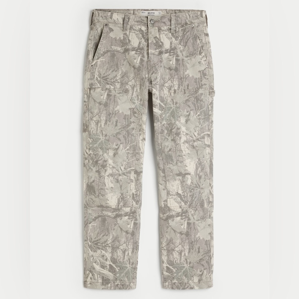 Hollister Loose Carpenter Jeans Men’s 31x30 Camo Tree Print Utility Pants NWOT